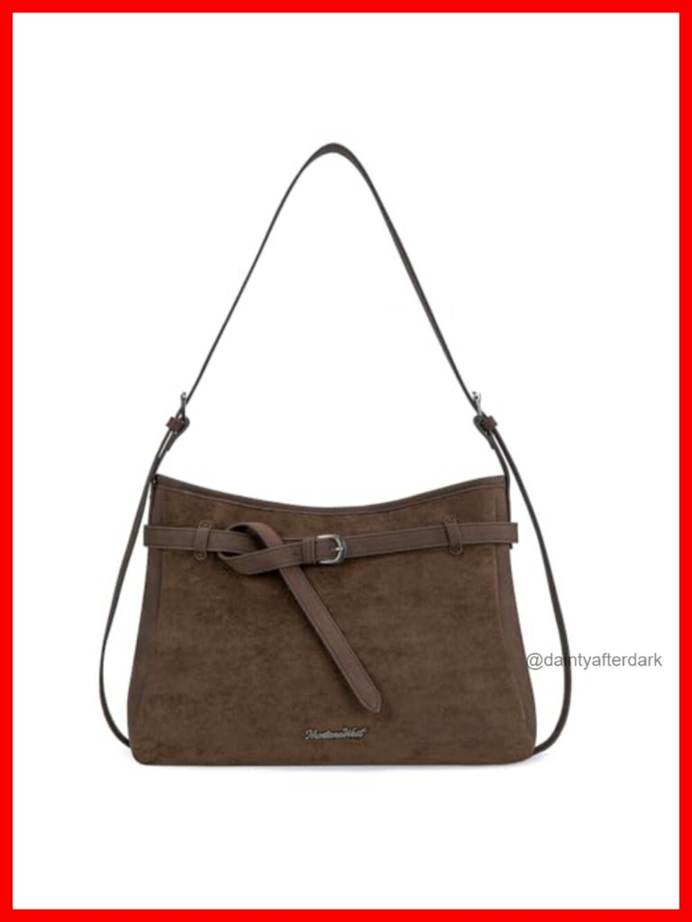 Faux Suede Slouchy Hobo Shoulder Bag Adjustable Strap Everyday Purse